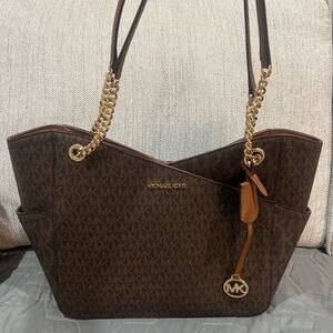 Michael Kors Dark Brown Tote with Gold Accents